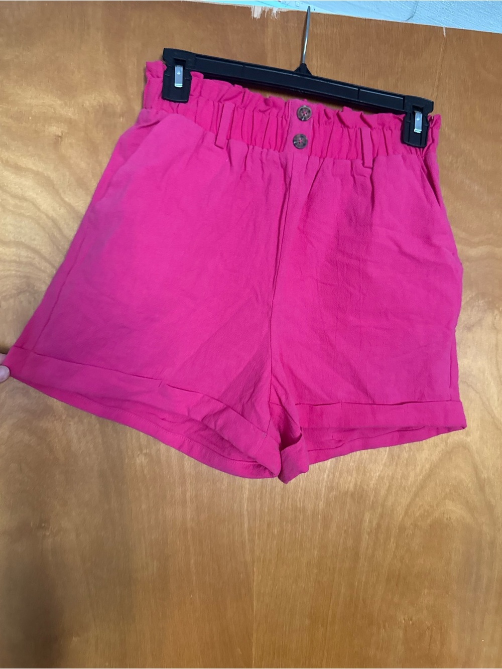 Sienna Sky High-Waist Paperbag Shorts in Hot Pink
